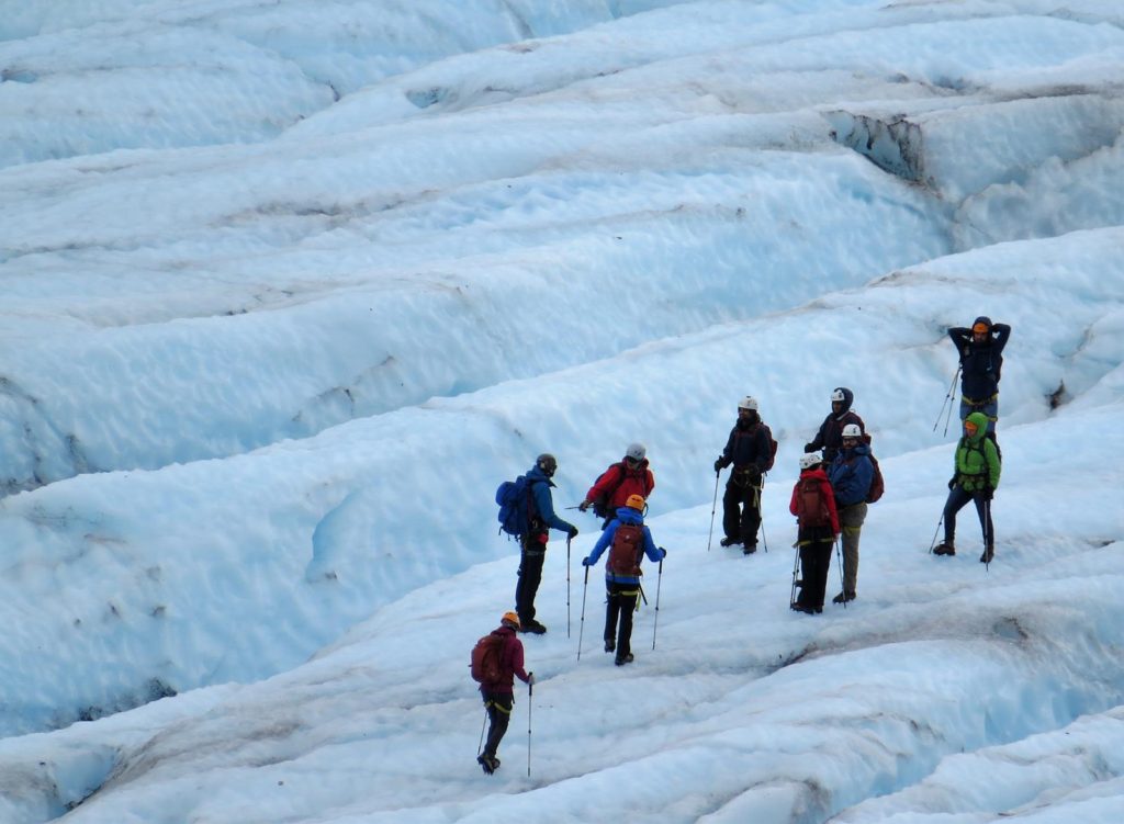 Hiking on a glacier